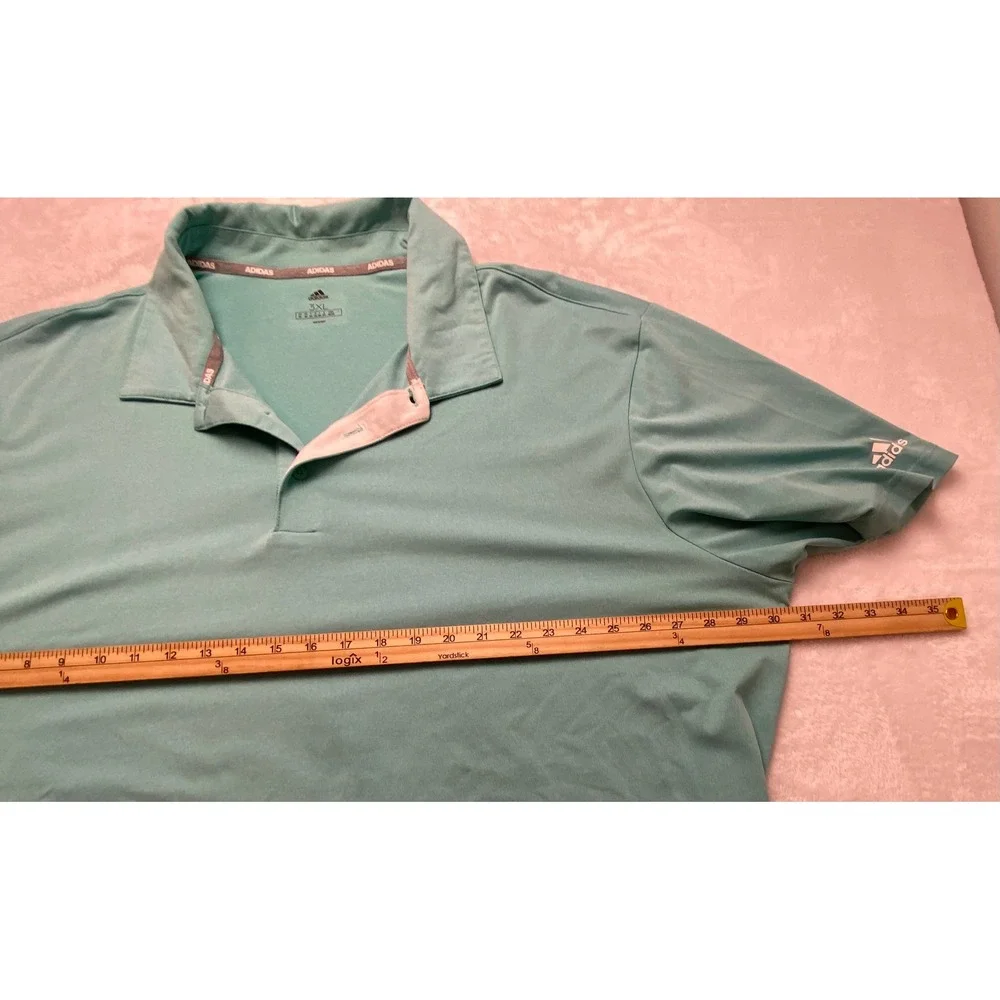 Adidas Mens 3XL Polo Shirt Teal Green Short Sleeve Golf Athletic Performance‎